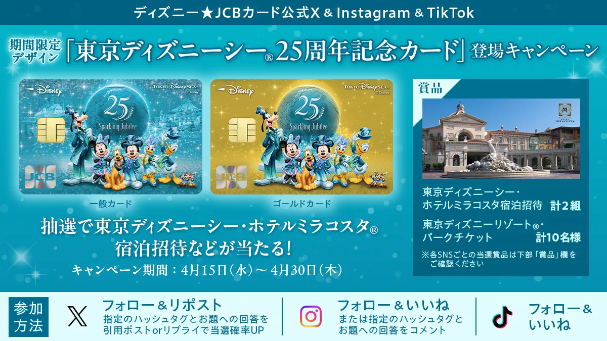 ディズニー★JCBカード東京ディズニーシー25周年記念カードと豪華賞品のキャンペーン告知