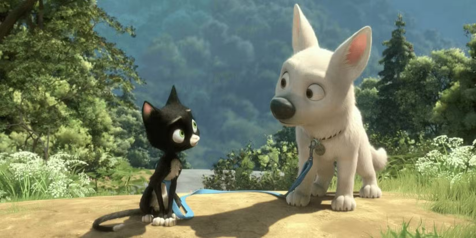 ボルトと猫のミトンズが旅の途中で出会うシーン