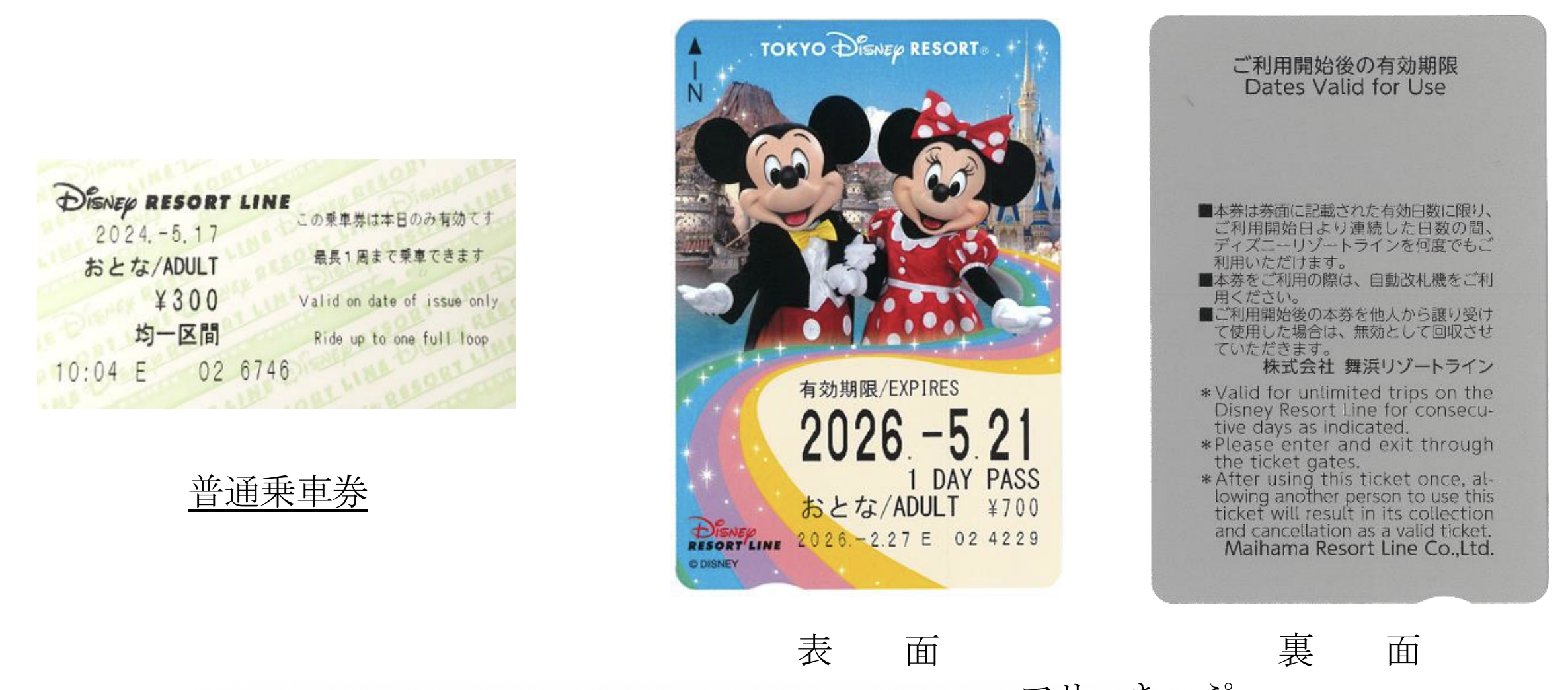 磁気乗車券と二次元コード乗車券の比較写真