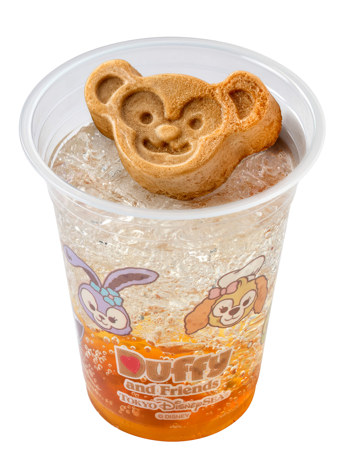 スパークリングドリンク 紅茶&オレンジにダッフィーフェイスのトッピング