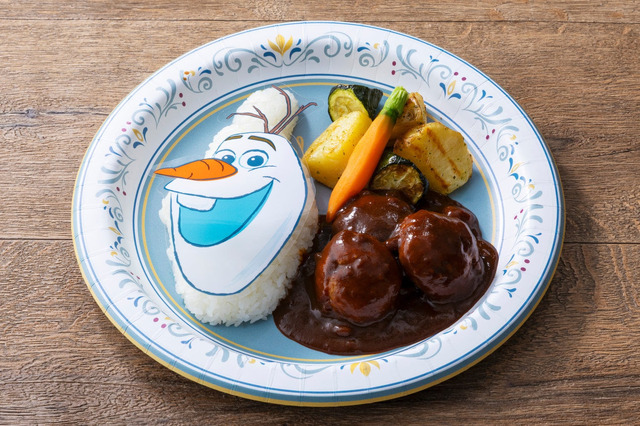 オラフの顔をデザインしたライスプレートセット