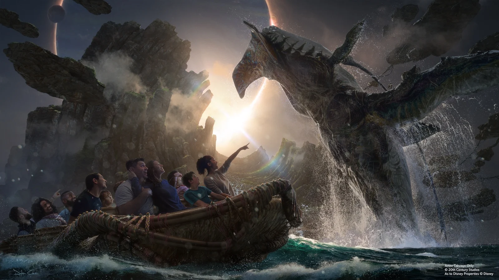 ディズニー・カリフォルニア・アドベンチャー アバター ボートライド トゥルクン（巨大クジラ型生物）とのエンカウント コンセプトアート