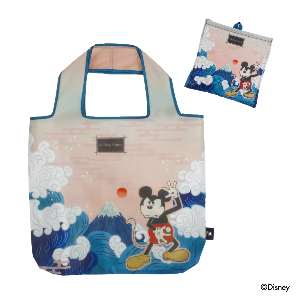 Mickey meets JAPAN エコバッグ「波富士」柄 本体と収納時