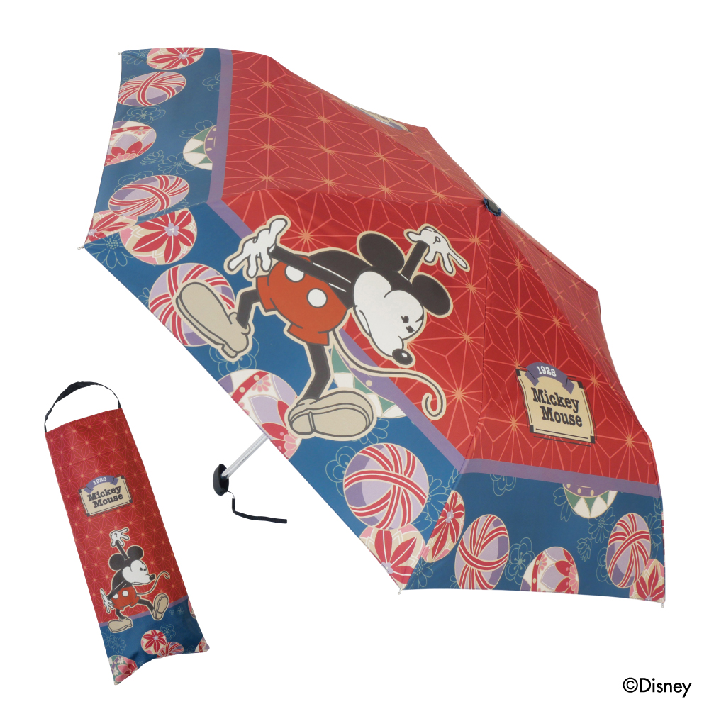 Mickey meets JAPAN 晴雨兼用傘「祝い手まり」柄 本体と収納ケース