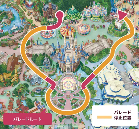 ザ・ヴィランズ・ハロウィーン パレードルートマップ 東京ディズニーランド
