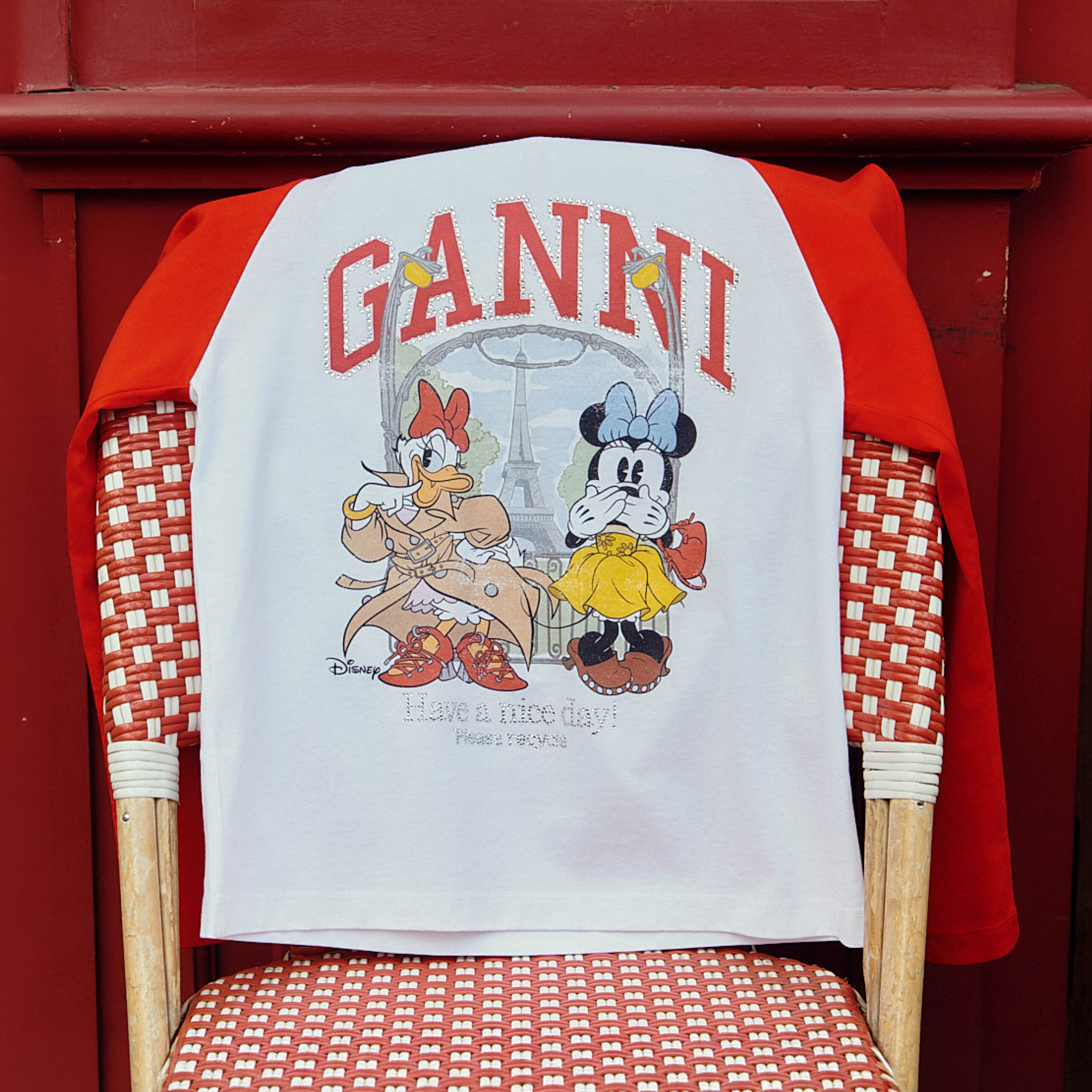 GANNIディズニーコラボ バックグラフィック入りクルーネックスウェット