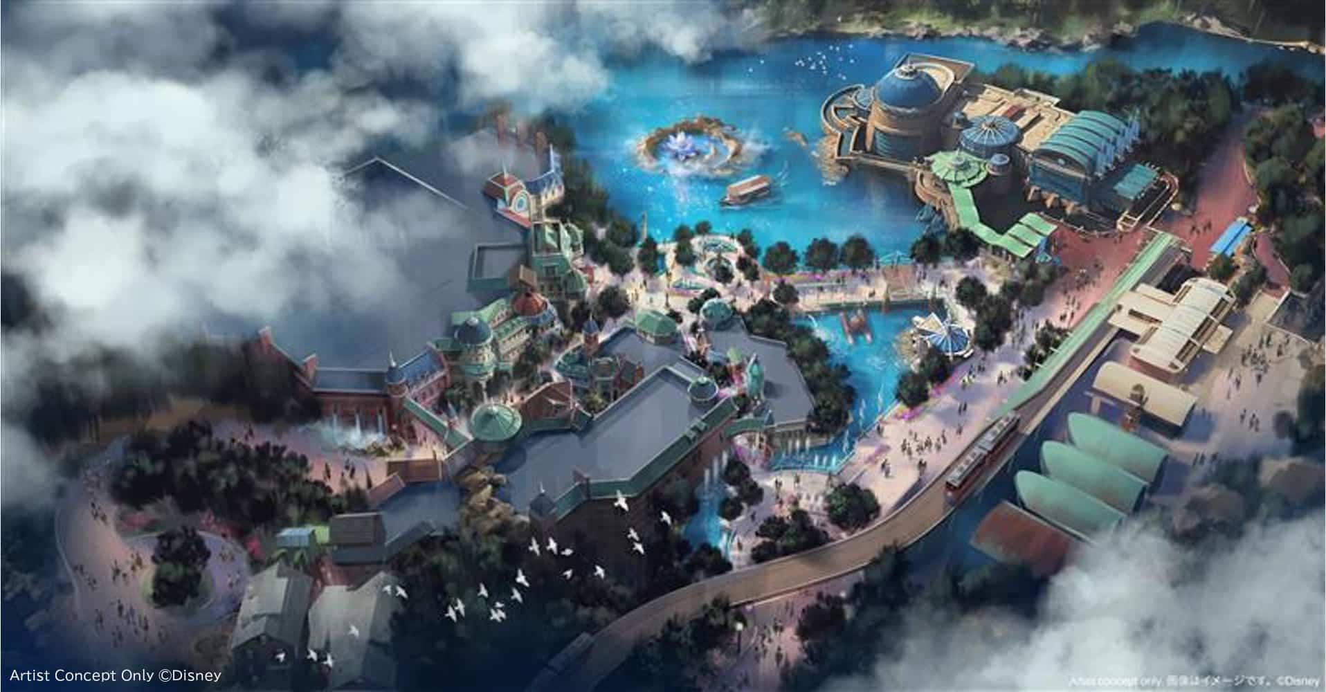 東京ディズニーシー新エリア拡張計画の俯瞰コンセプトアート(完成イメージ)