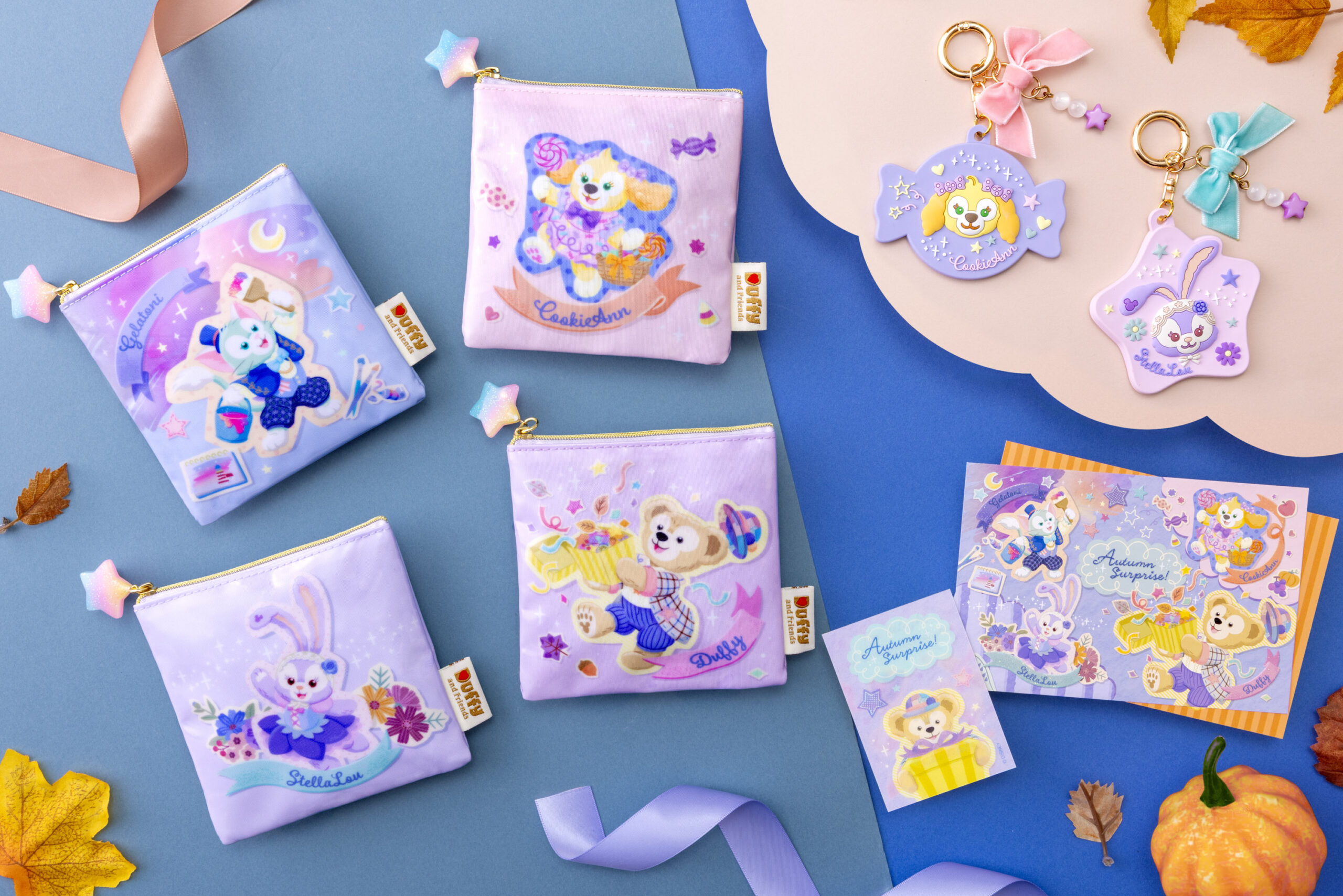 Duffy and Friends秋限定グッズ一式、ポーチ・キーチェーン・ポストカード